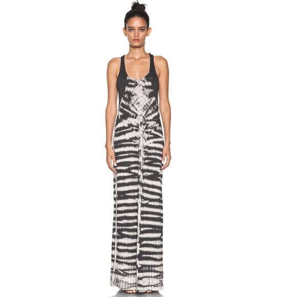 RAQUEL ALLEGRA Tie Dye Maxi Tank Dress Charcoal/Beige Size 3/LARGE - Picture 1 of 8